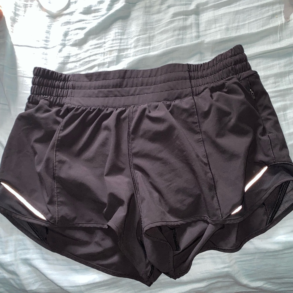 Lulu women’s black shorts with zipper pockets